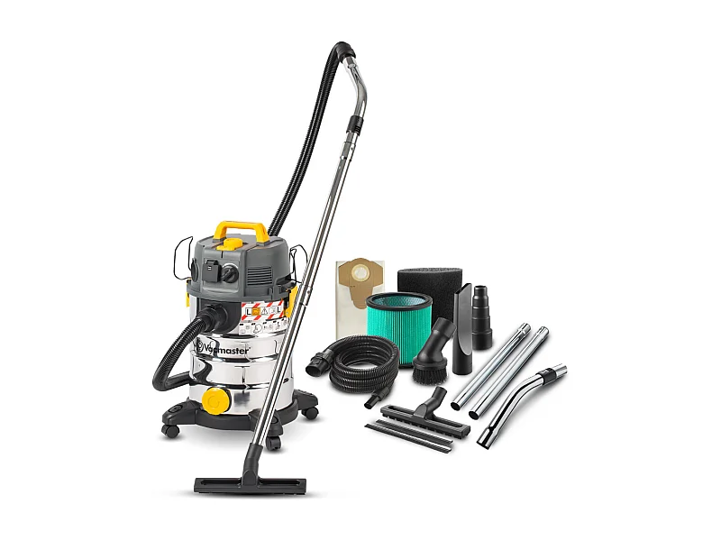 ASPIRATEUR EAU ET POUSSIÈRES 1400W - 30L INOX - 18 KPA AVEC SOUFFLERIE