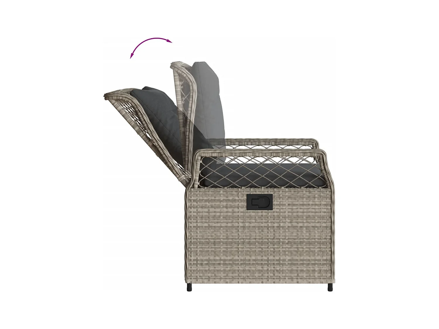 Ensemble à manger de jardin 3pcs coussins gris clair poly rotin