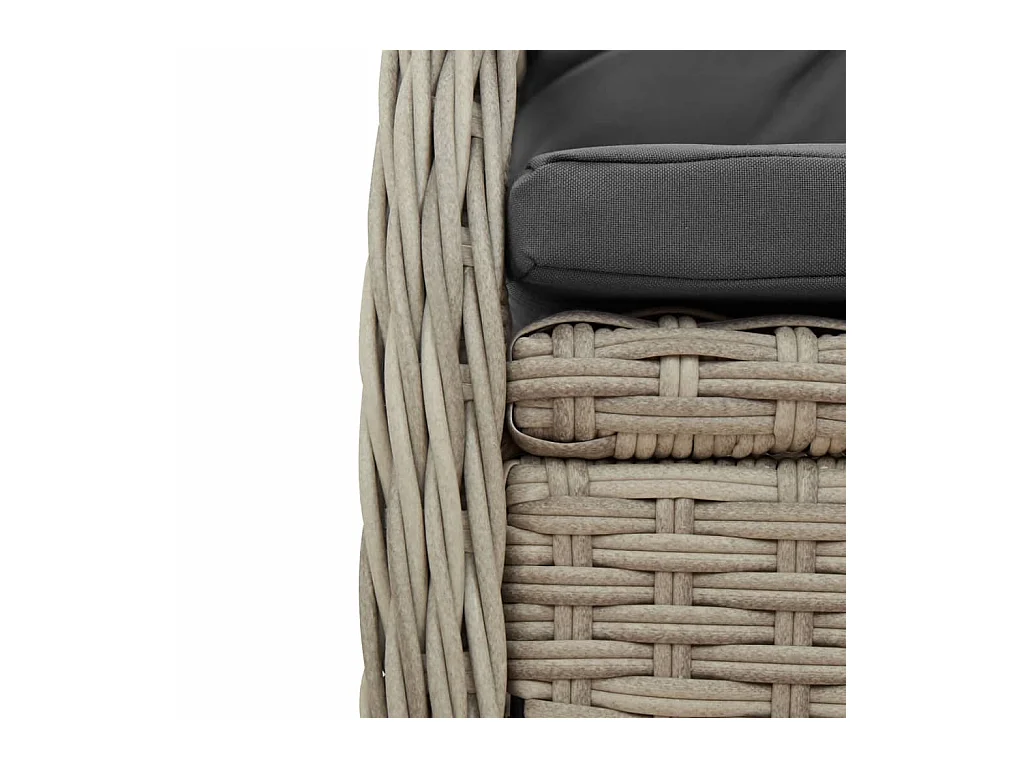 Ensemble à manger de jardin 3pcs coussins gris clair poly rotin