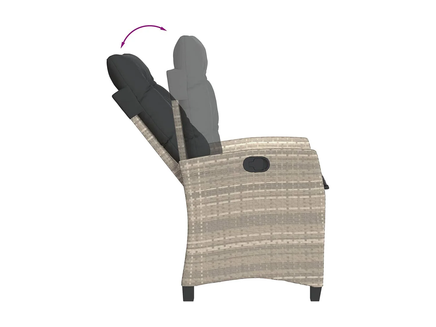 Set da pranzo da giardino in rattan grigio chiaro da 5 pezzi e cuscini