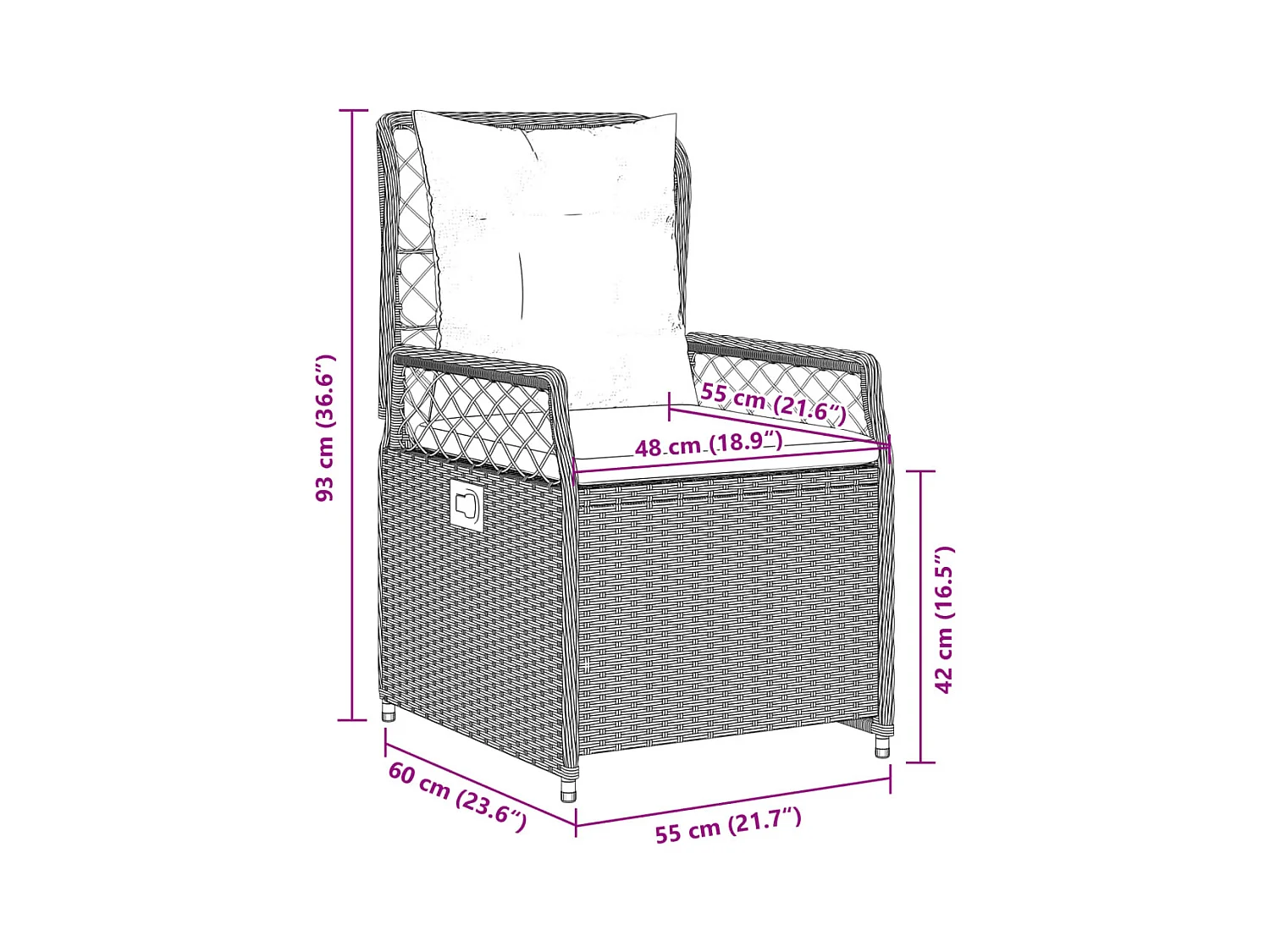Ensemble à manger de jardin 5 pcs et coussins marron poly rotin