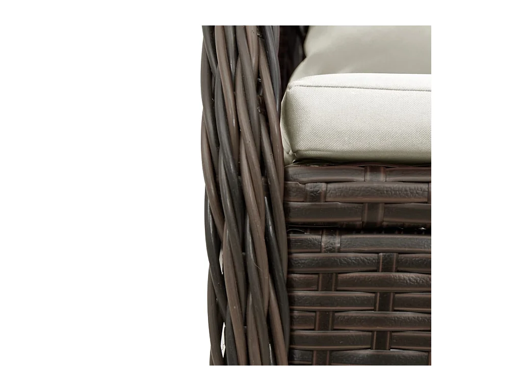 Ensemble à manger de jardin 5 pcs et coussins marron poly rotin