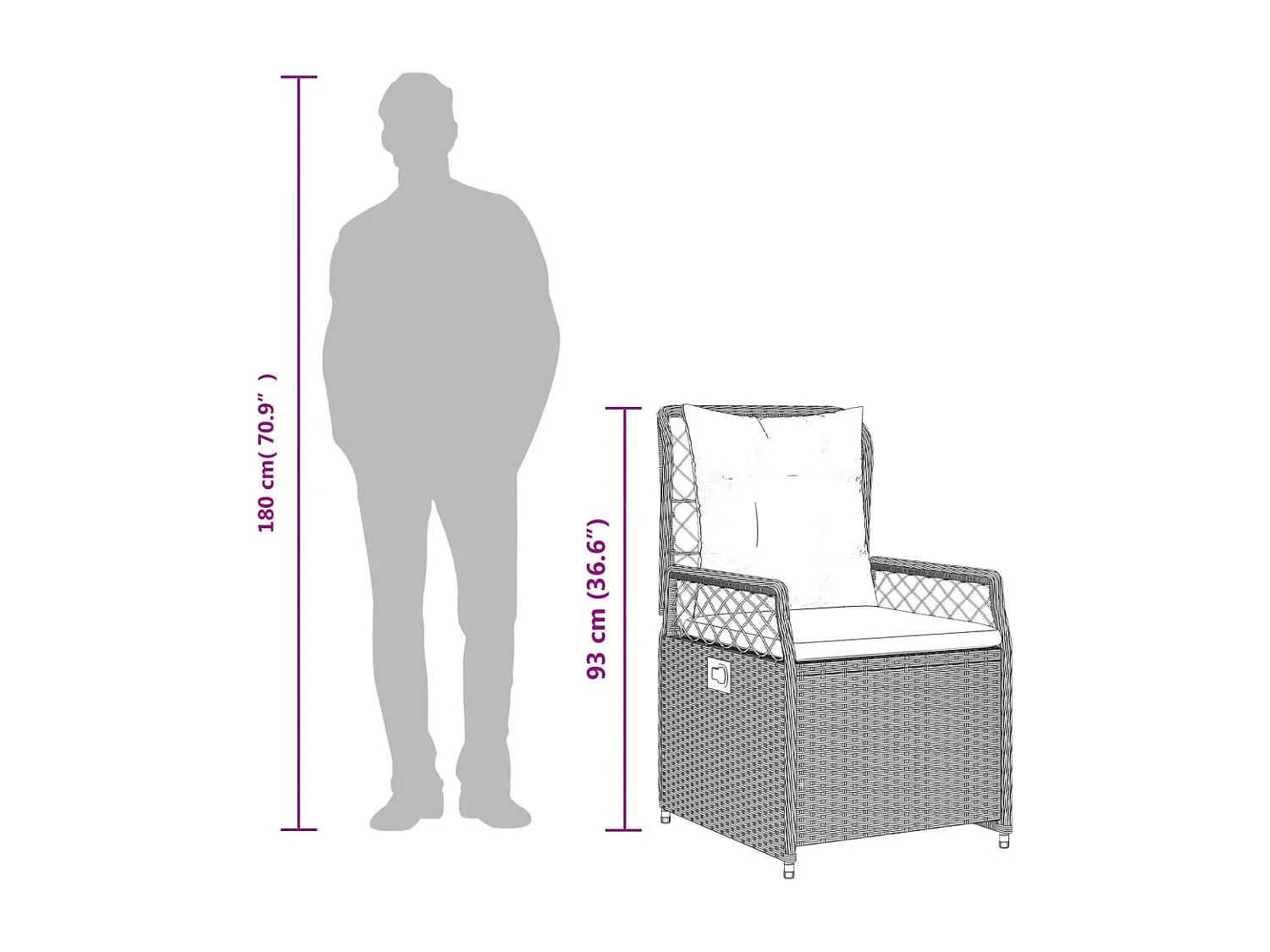 Set da pranzo da giardino da 5 pezzi con cuscini in polyrattan marrone