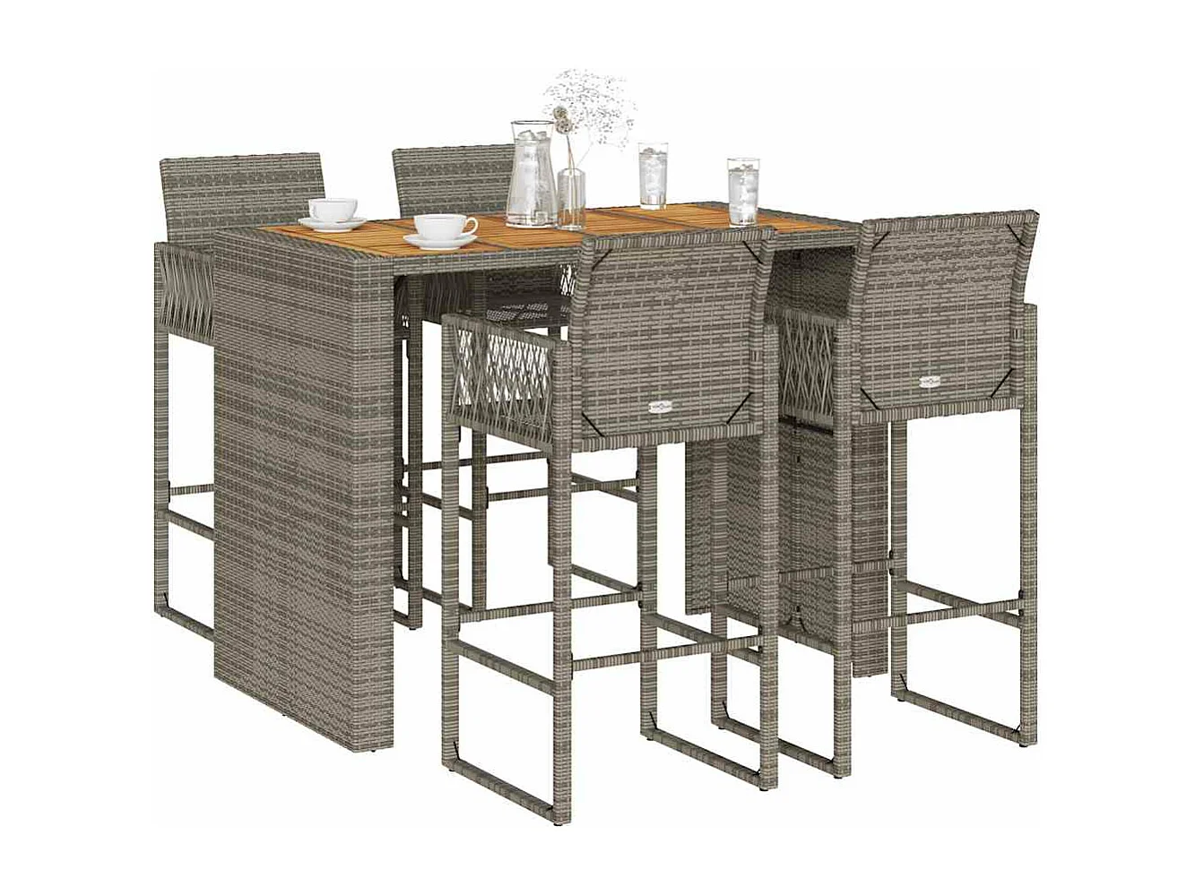 Ensemble de bar de jardin 5 pcs sans coussins gris poly rotin