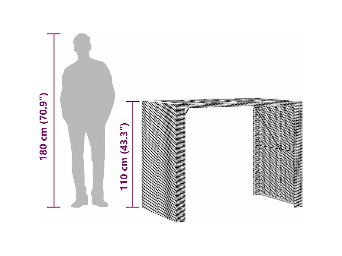 Ensemble de bar de jardin 5 pcs sans coussins gris poly rotin