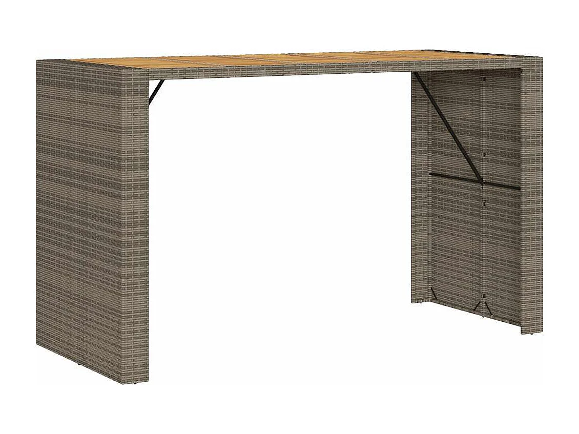 Conjunto de bar de jardim de 7 peças com almofadas cinzas de vime sintético