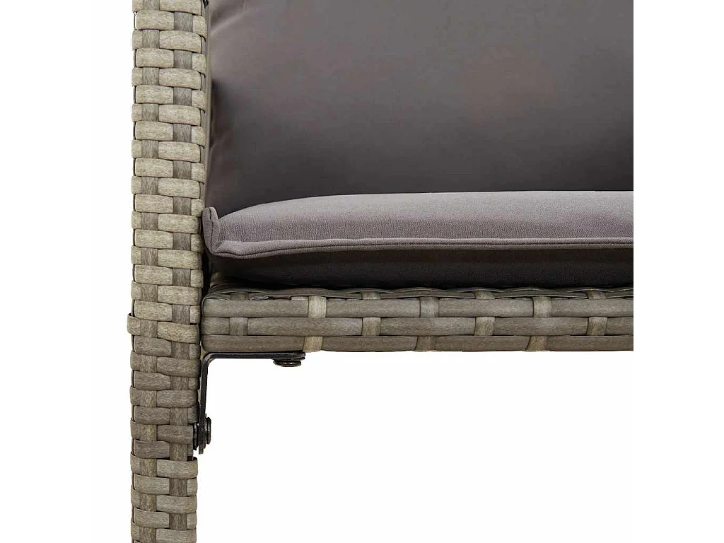 Conjunto de bar de jardim de 7 peças com almofadas cinzas de vime sintético