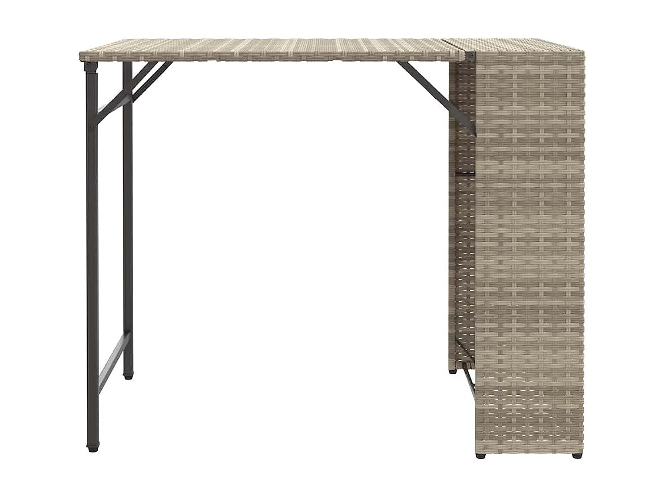 Set da pranzo pieghevole da giardino in polyrattan grigio chiaro, 5 pezzi