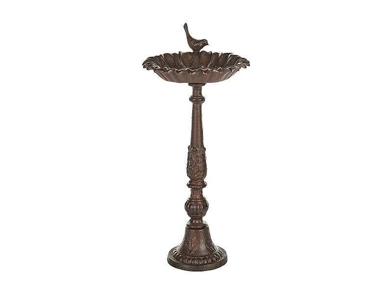 Stehende Garten Vogeltränke mit Standfuß Blumenform Metall braun 53 cm Blackbird