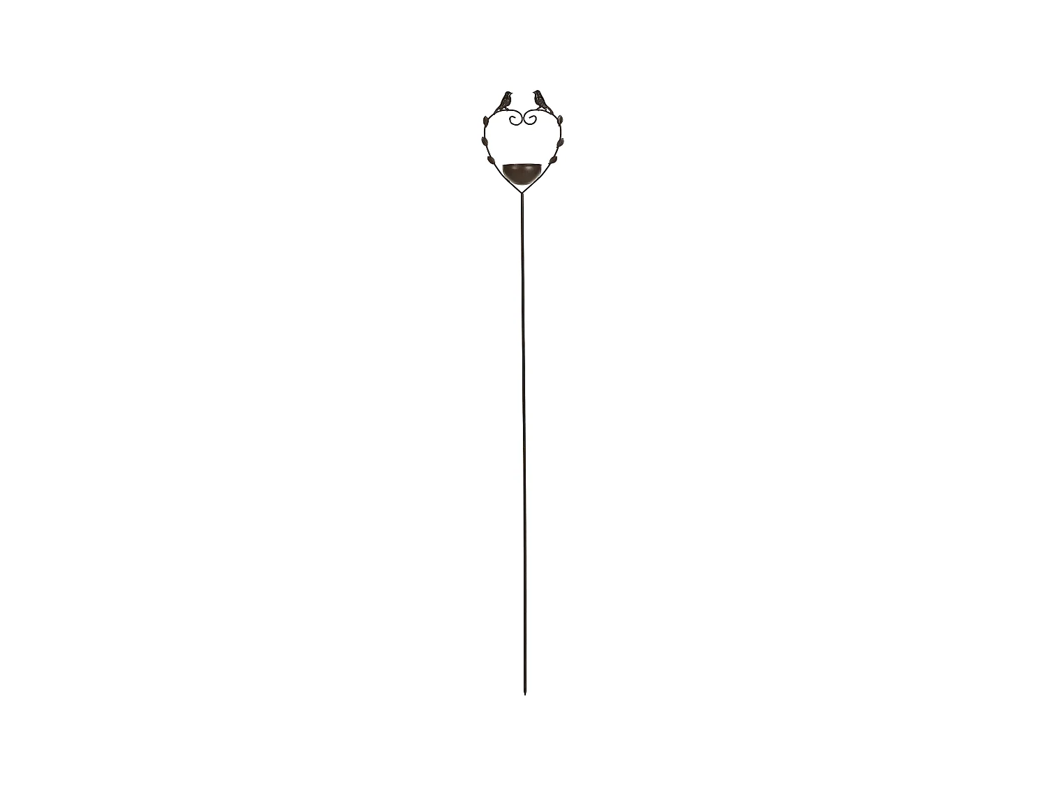 Stehende Garten Vogeltränke mit Stab Metall braun Herzform 150 cm hoch Sparrow