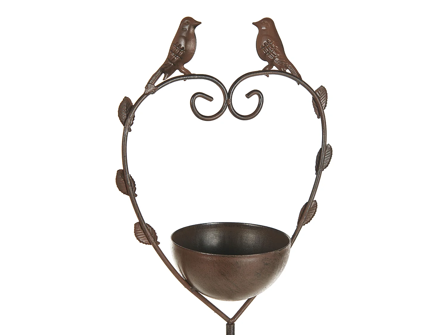 Garten-Vogeltränke Metall braun Antik-Optik 150 cm Herzform SPARROW