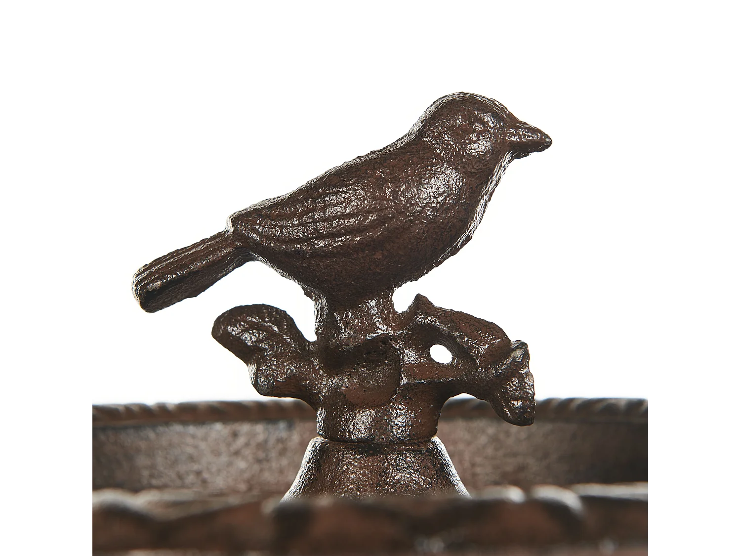 Stehende Garten Vogeltränke rund mit Standfuß Metall braun 50 cm modern Swallow