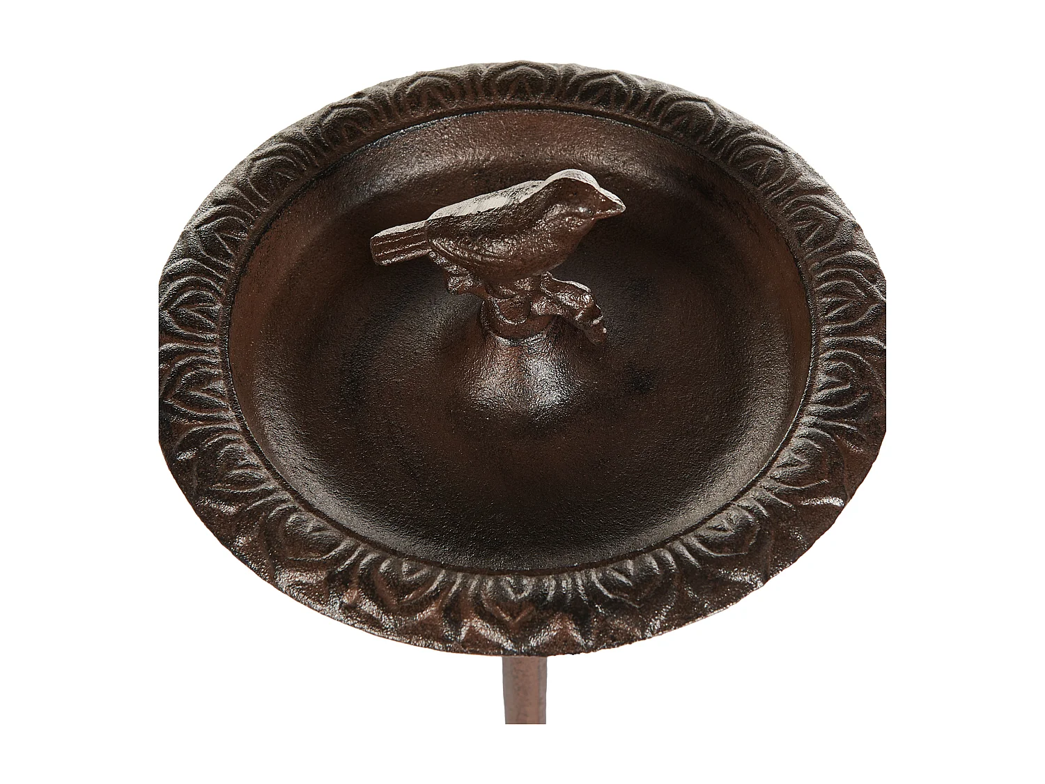 Stehende Garten Vogeltränke rund mit Standfuß Metall braun 50 cm modern Swallow