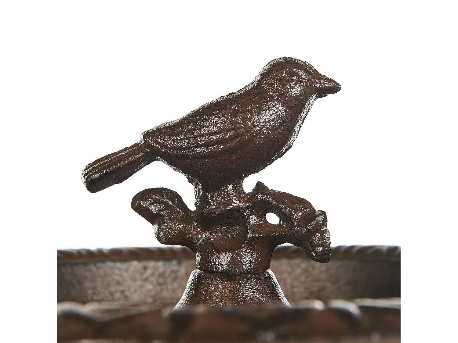 Stehende Garten Vogeltränke rund mit Standfuß Metall braun 50 cm modern Swallow