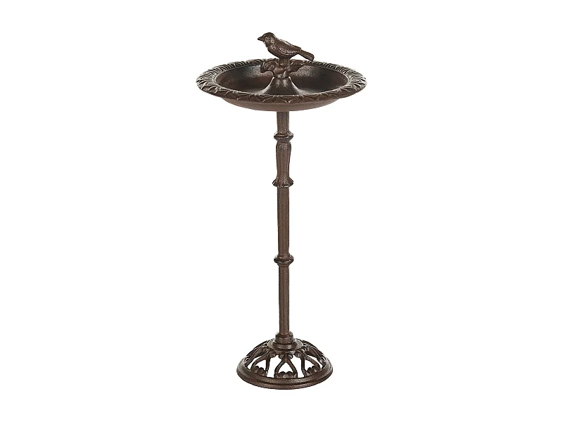 Stehende Garten Vogeltränke rund mit Standfuß Metall braun 50 cm modern Swallow