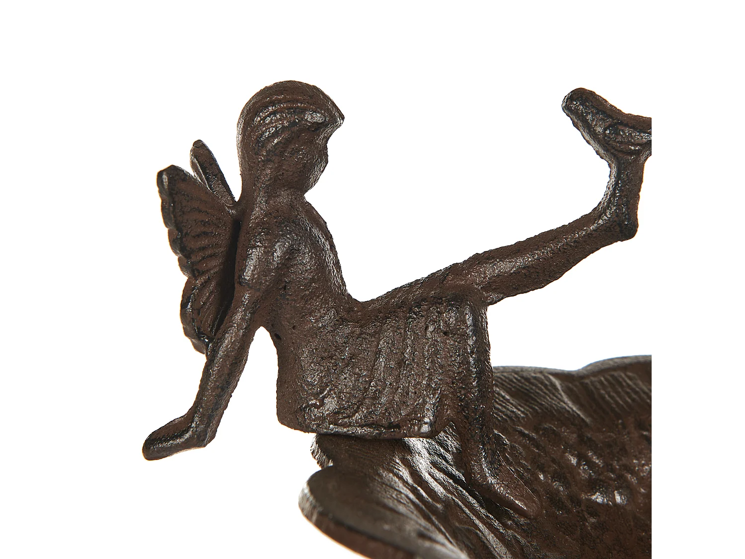 Stehende Garten Vogeltränke mit Standfuß Feen-Figur Metall braun 53 cm hoch Lark