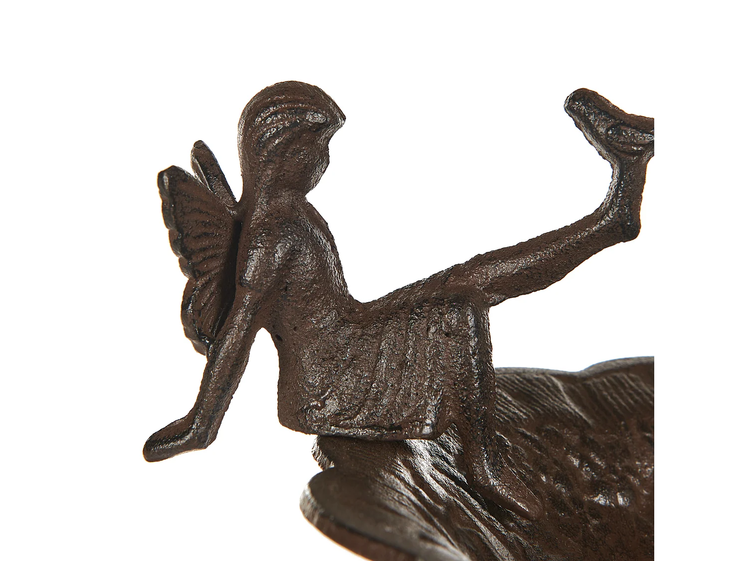 Stehende Garten Vogeltränke mit Standfuß Feen-Figur Metall braun 53 cm hoch Lark