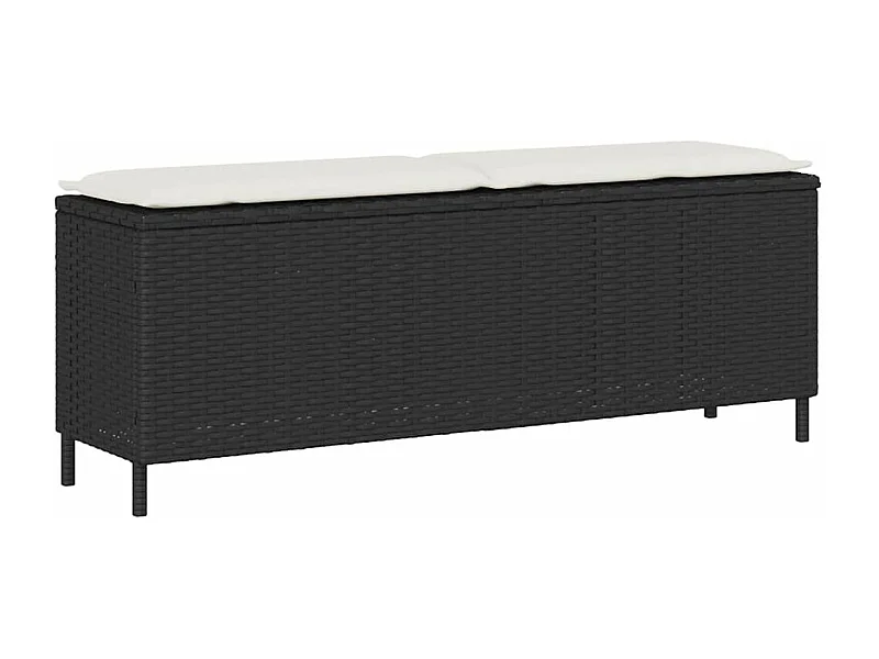 Panca da Giardino con Cuscino Nera 110x30x40,5 cm in Polyrattan