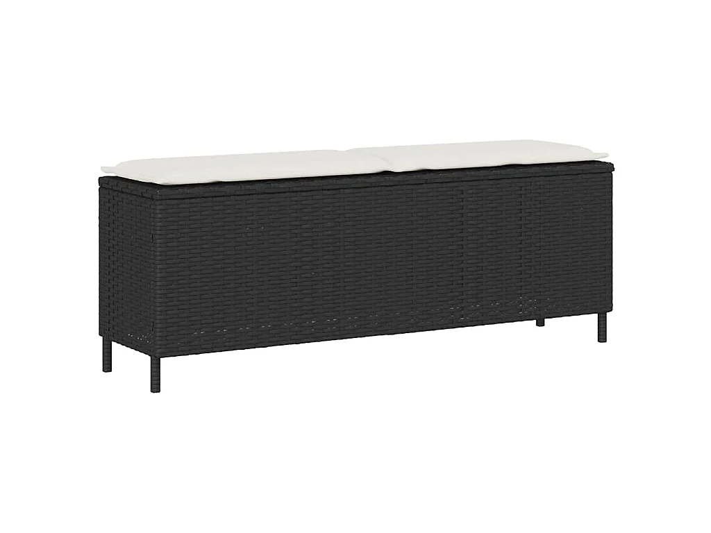 Tuinbank met kussen 110x30x40,5 cm poly rattan zwart