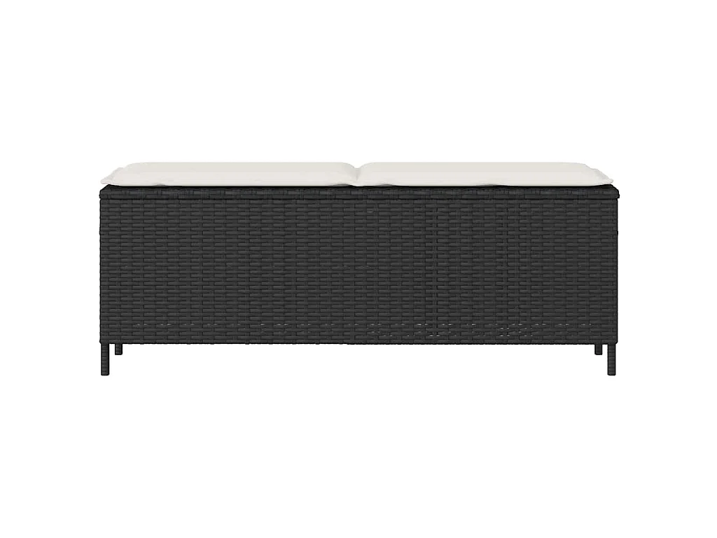 Tuinbank met kussen 110x30x40,5 cm poly rattan zwart