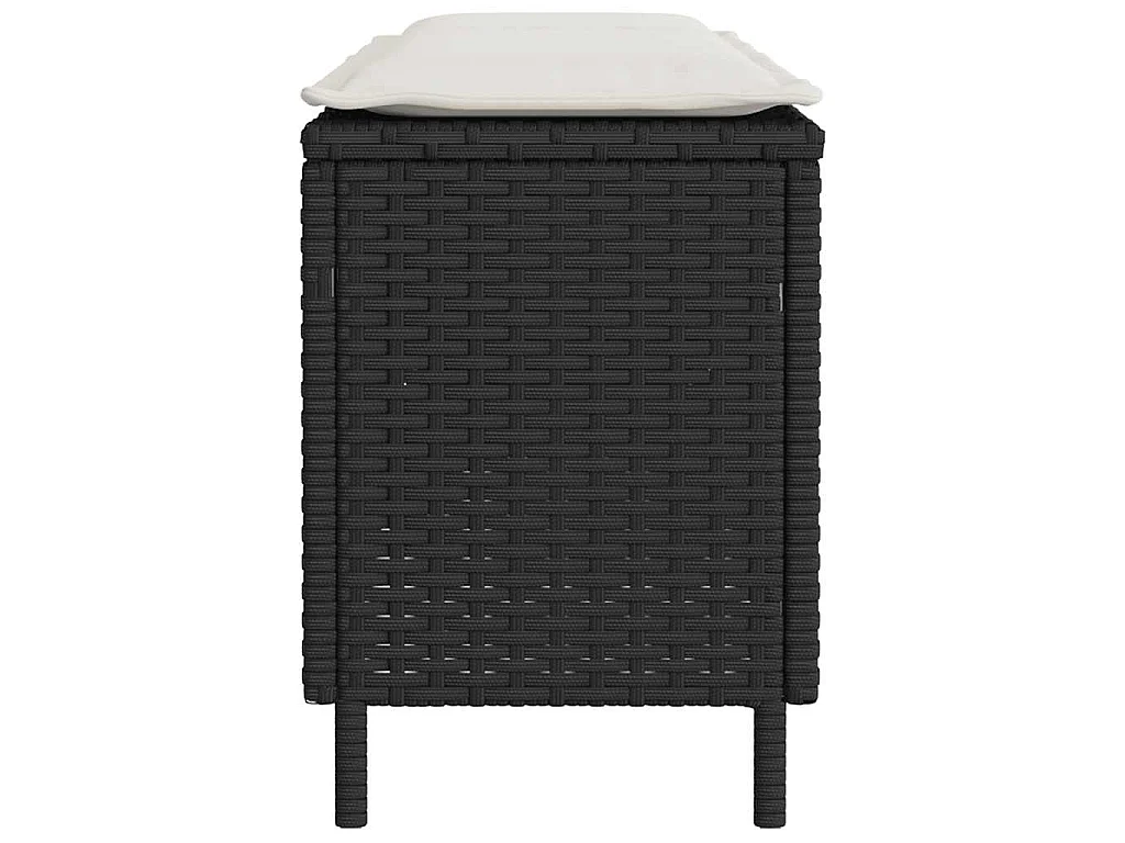 Tuinbank met kussen 110x30x40,5 cm poly rattan zwart