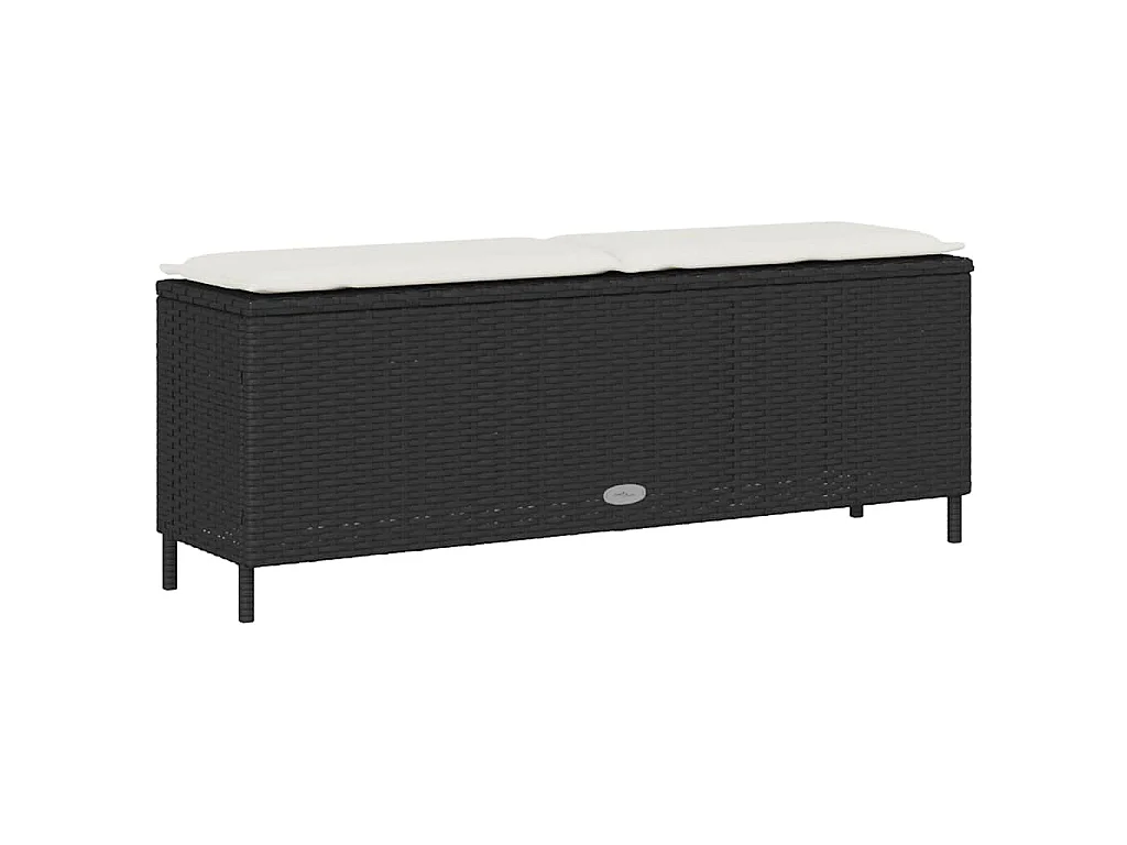 Tuinbank met kussen 110x30x40,5 cm poly rattan zwart