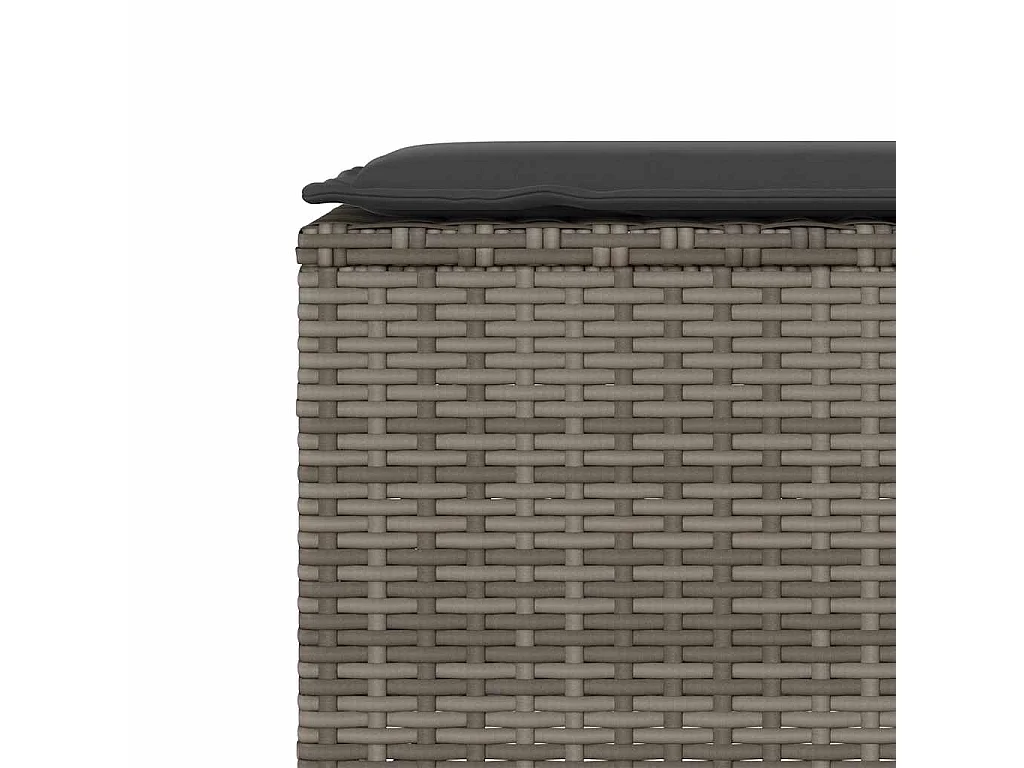 Banc de jardin avec coussin gris 110x30x40,5 cm résine tressée