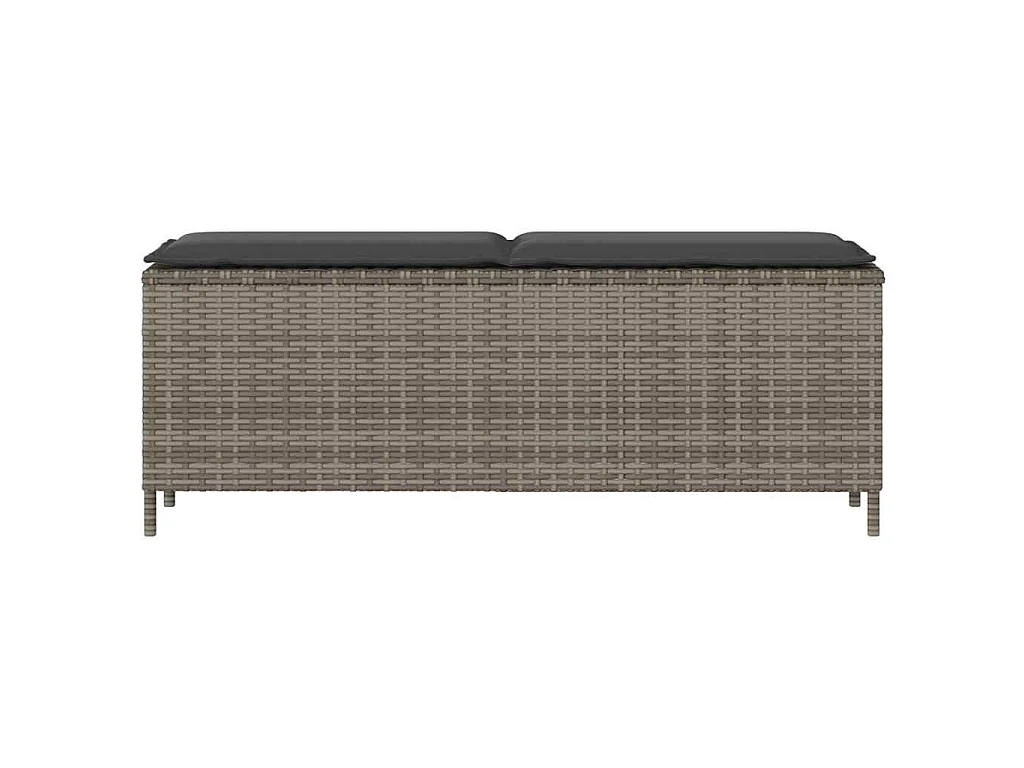 Tuinbank met grijze kussen 110x30x40,5 cm van gevlochten hars - Comfortabel en duurzaam