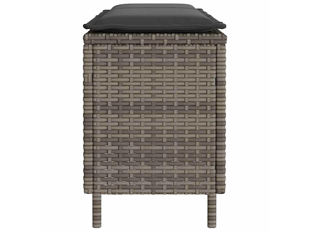 Tuinbank met grijze kussen 110x30x40,5 cm van gevlochten hars - Comfortabel en duurzaam