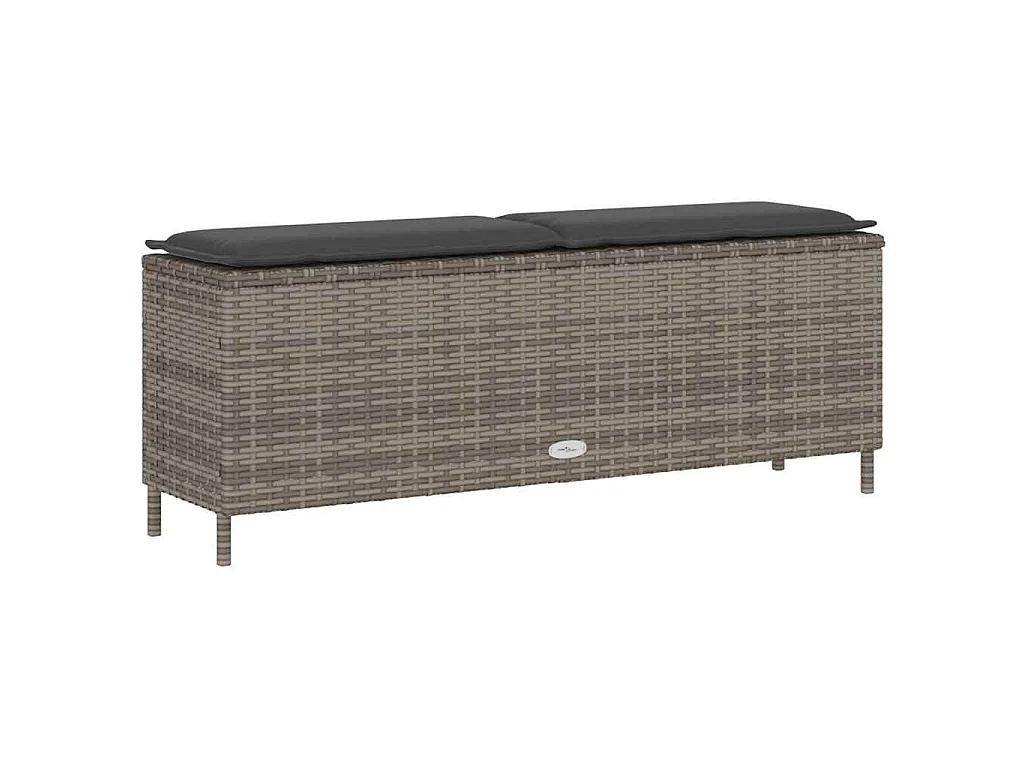 Tuinbank met grijze kussen 110x30x40,5 cm van gevlochten hars - Comfortabel en duurzaam