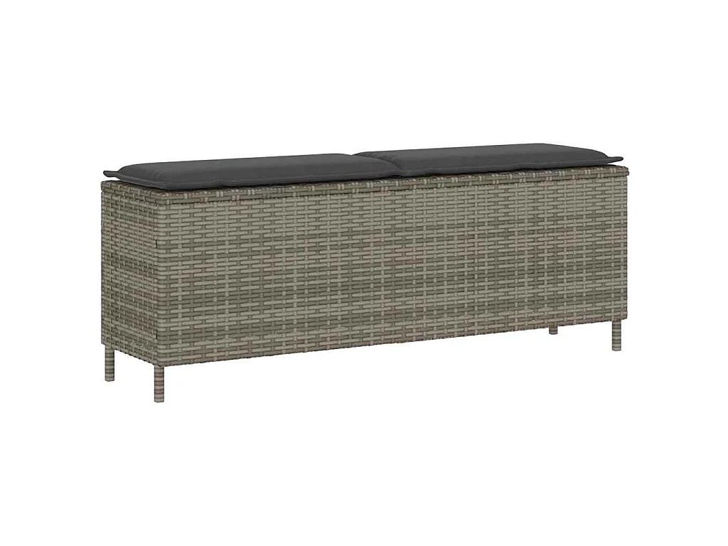 Tuinbank met grijze kussen 110x30x40,5 cm van gevlochten hars - Comfortabel en duurzaam