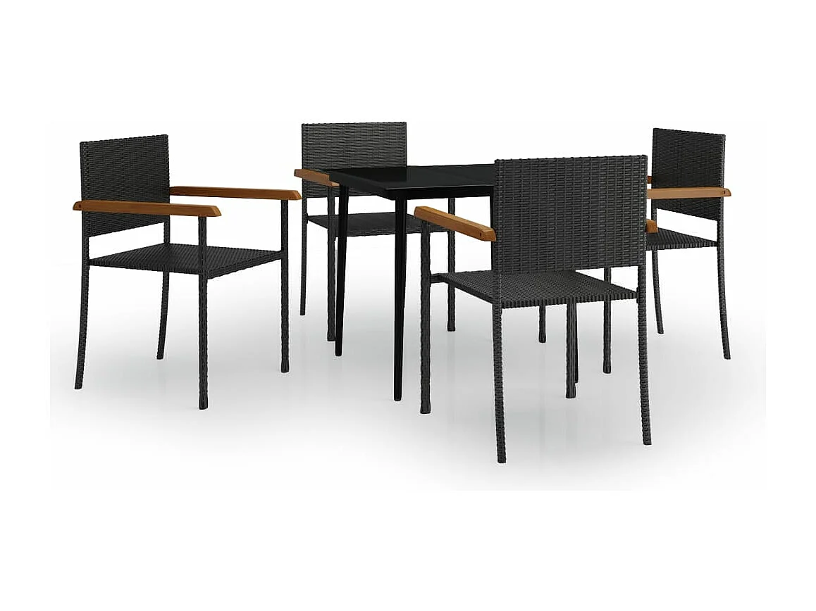 5-teiliges Garten-Ess-Set Schwarz