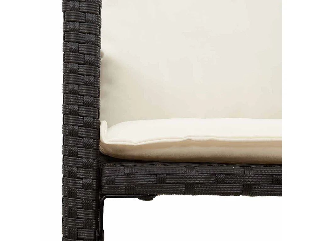 Conjunto de bar de jardim de 7 peças com almofadas de vime sintético preto