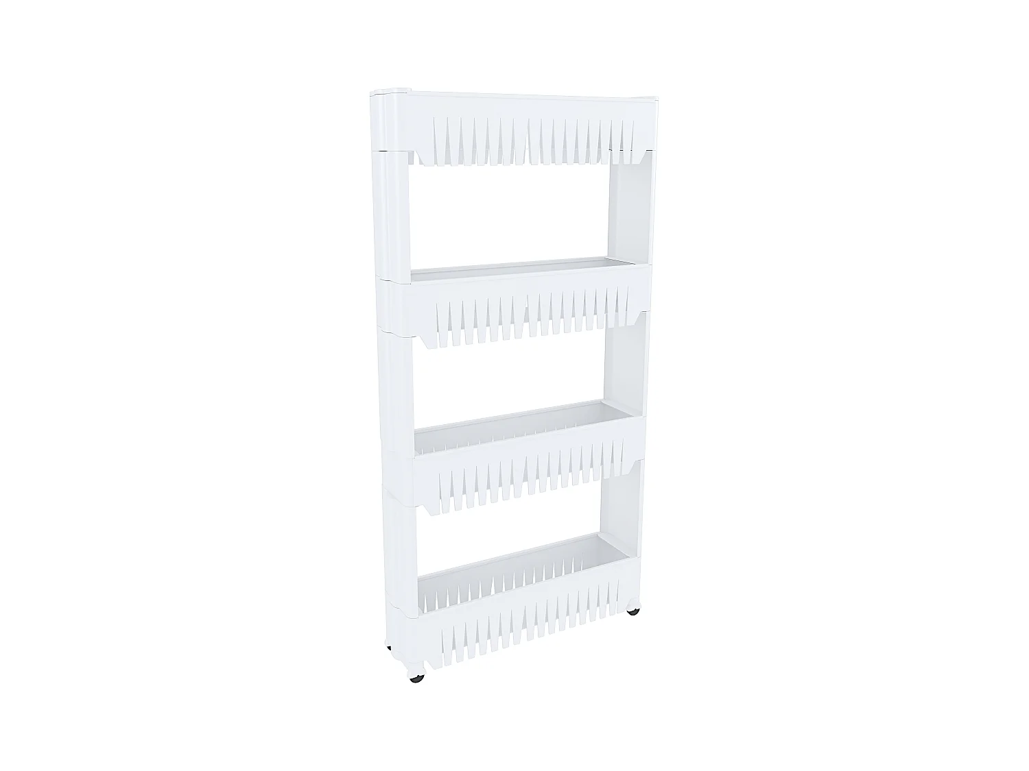 Carrellino con 4 Ripiani Salvaspazio Scaffale Portaoggetti Per Cucina Soggiorno Bagno Portaoggetti Con Rotelle 54 x 12,5 x 72 cm Colore Bianco