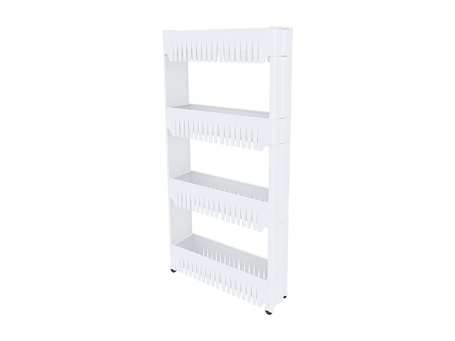 Carrellino con 4 Ripiani Salvaspazio Scaffale Portaoggetti Per Cucina Soggiorno Bagno Portaoggetti Con Rotelle 54 x 12,5 x 72 cm Colore Bianco