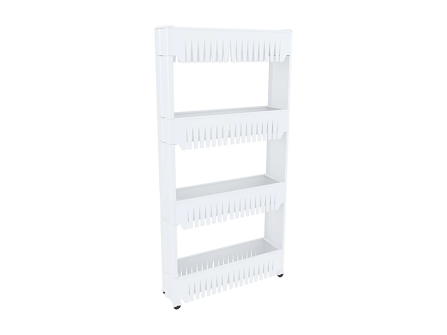 Carrellino con 4 Ripiani Salvaspazio Scaffale Portaoggetti Per Cucina Soggiorno Bagno Portaoggetti Con Rotelle 54 x 12,5 x 72 cm Colore Bianco