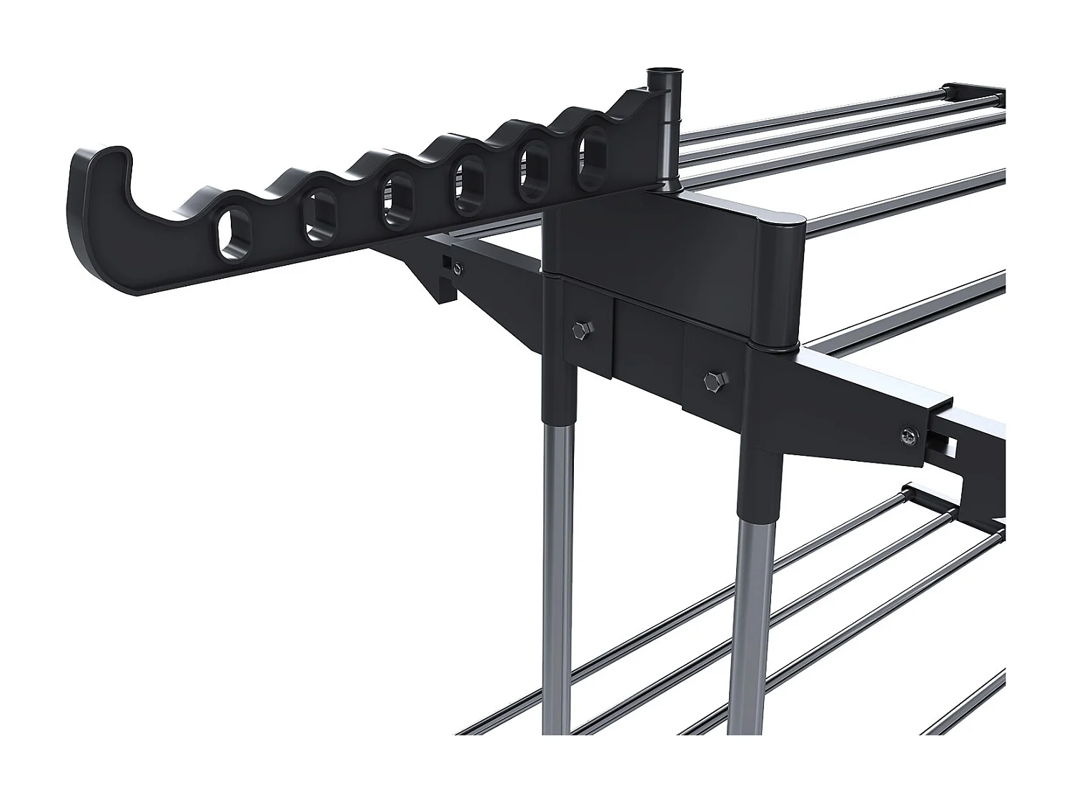 Stendibiancheria A Rotelle Stendino A Torre Verticale In Acciaio E ABS 4 Piani Ripiani Pieghevole Salvaspazio Biancheria Interno Esterno 169 x 75.5 x 63.5 Cm Nero