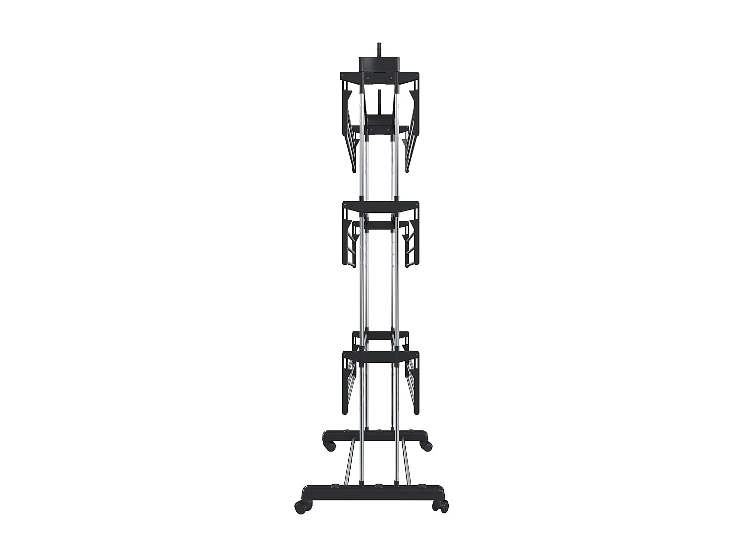 Stendibiancheria A Rotelle Stendino A Torre Verticale In Acciaio E ABS 4 Piani Ripiani Pieghevole Salvaspazio Biancheria Interno Esterno 169 x 75.5 x 63.5 Cm Nero