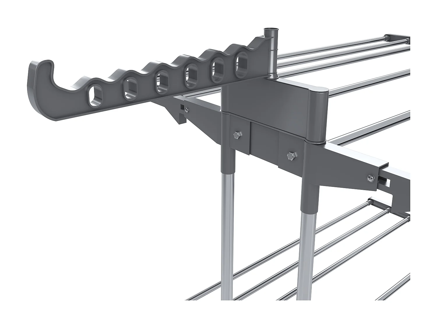 Stendibiancheria A Rotelle Stendino A Torre Verticale In Acciaio E ABS 4 Piani Ripiani Pieghevole Salvaspazio Biancheria Interno Esterno 169 x 75.5 x 63.5 Cm Grigio