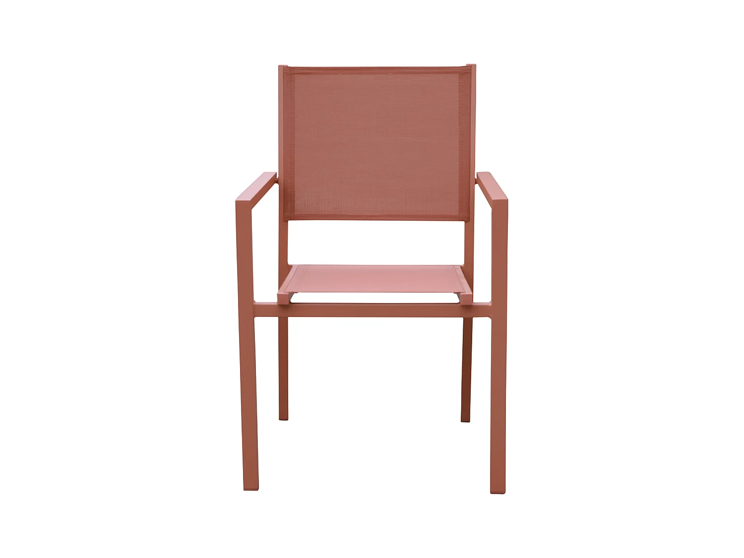 Lot de 8 chaises en aluminium terracotta - textilène terracotta - HAPPY GARDEN