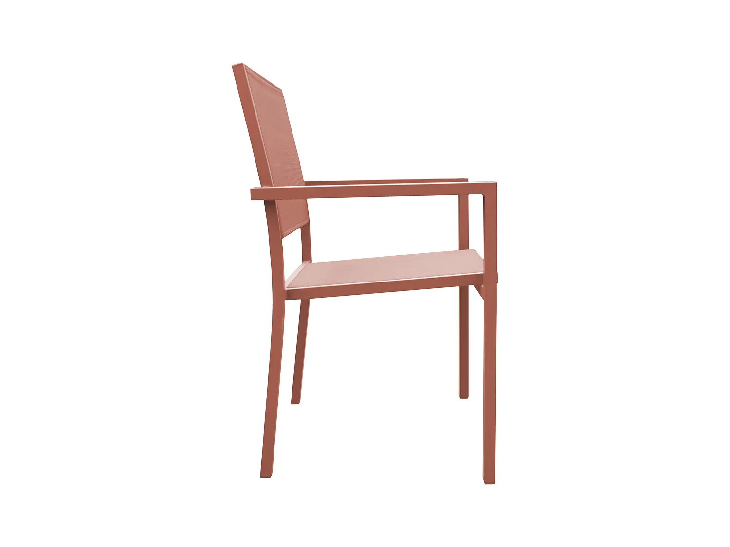 Lot de 8 chaises en aluminium terracotta - textilène terracotta - HAPPY GARDEN
