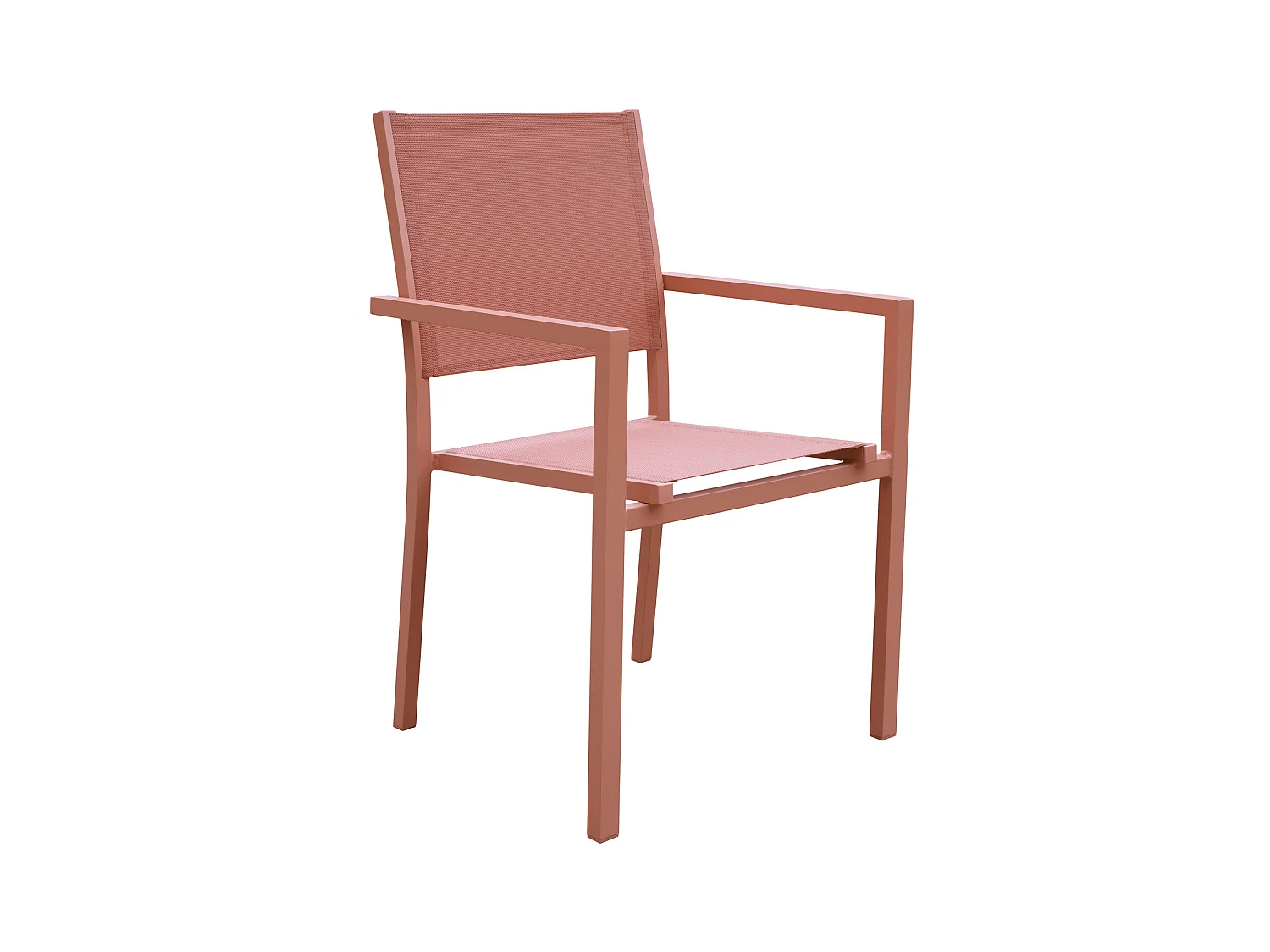 Lot de 8 chaises en aluminium terracotta - textilène terracotta - HAPPY GARDEN