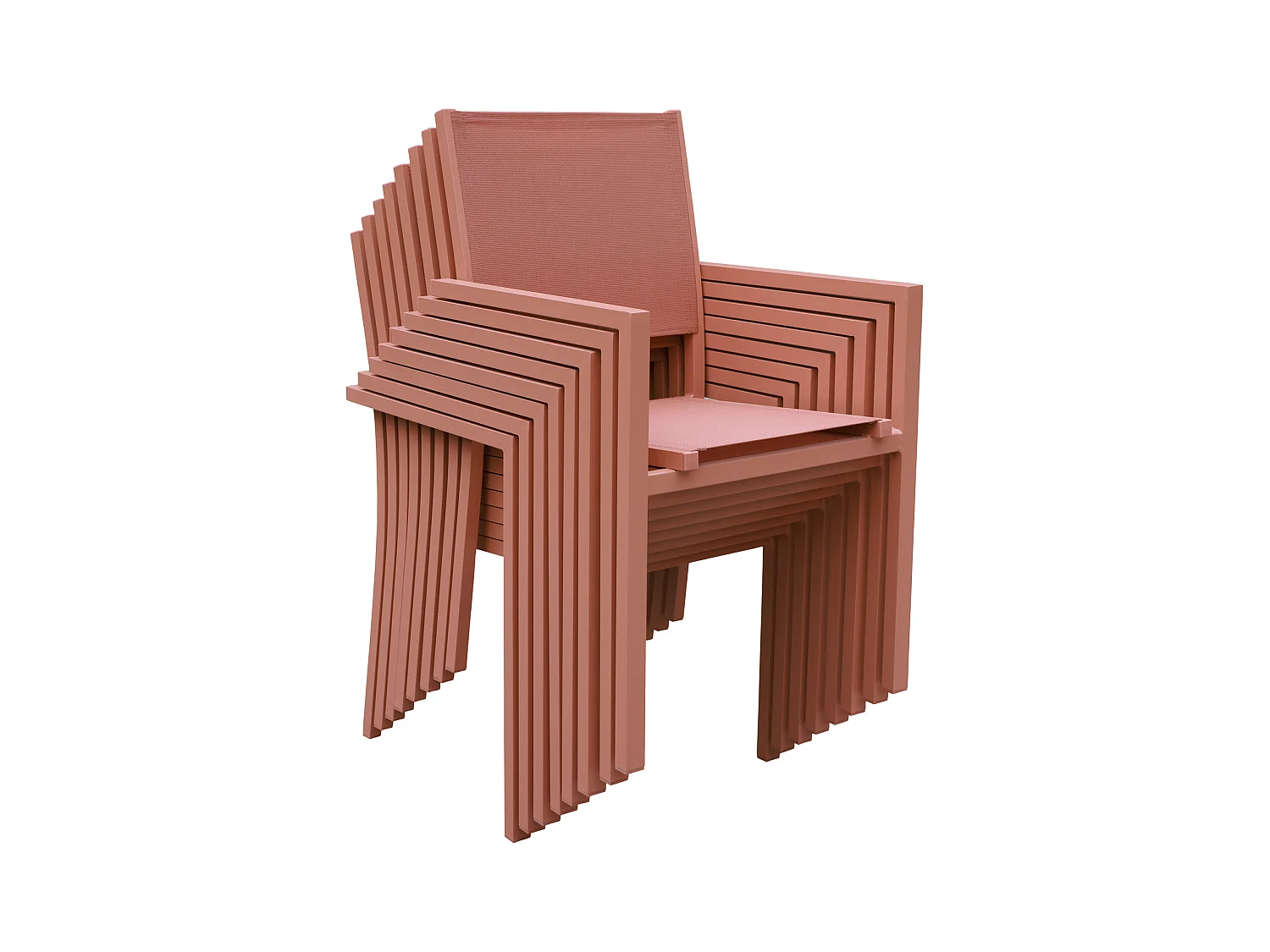 Lot de 8 chaises en aluminium terracotta - textilène terracotta - HAPPY GARDEN