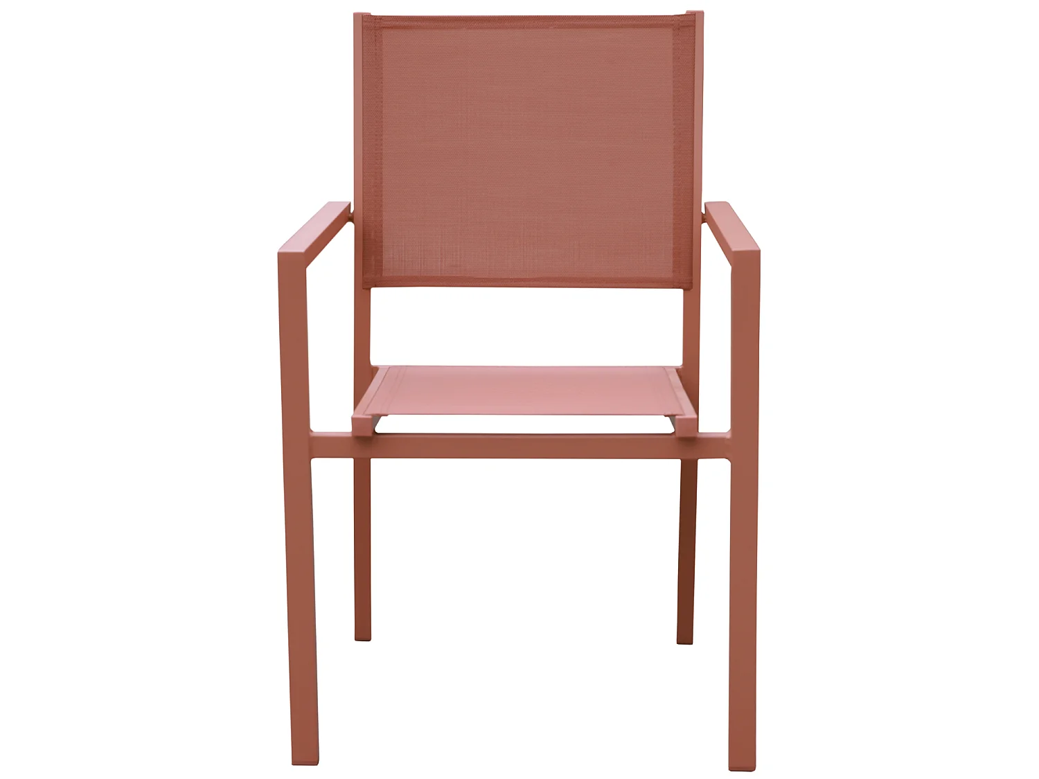 Lot de 8 chaises en aluminium terracotta - textilène terracotta - HAPPY GARDEN