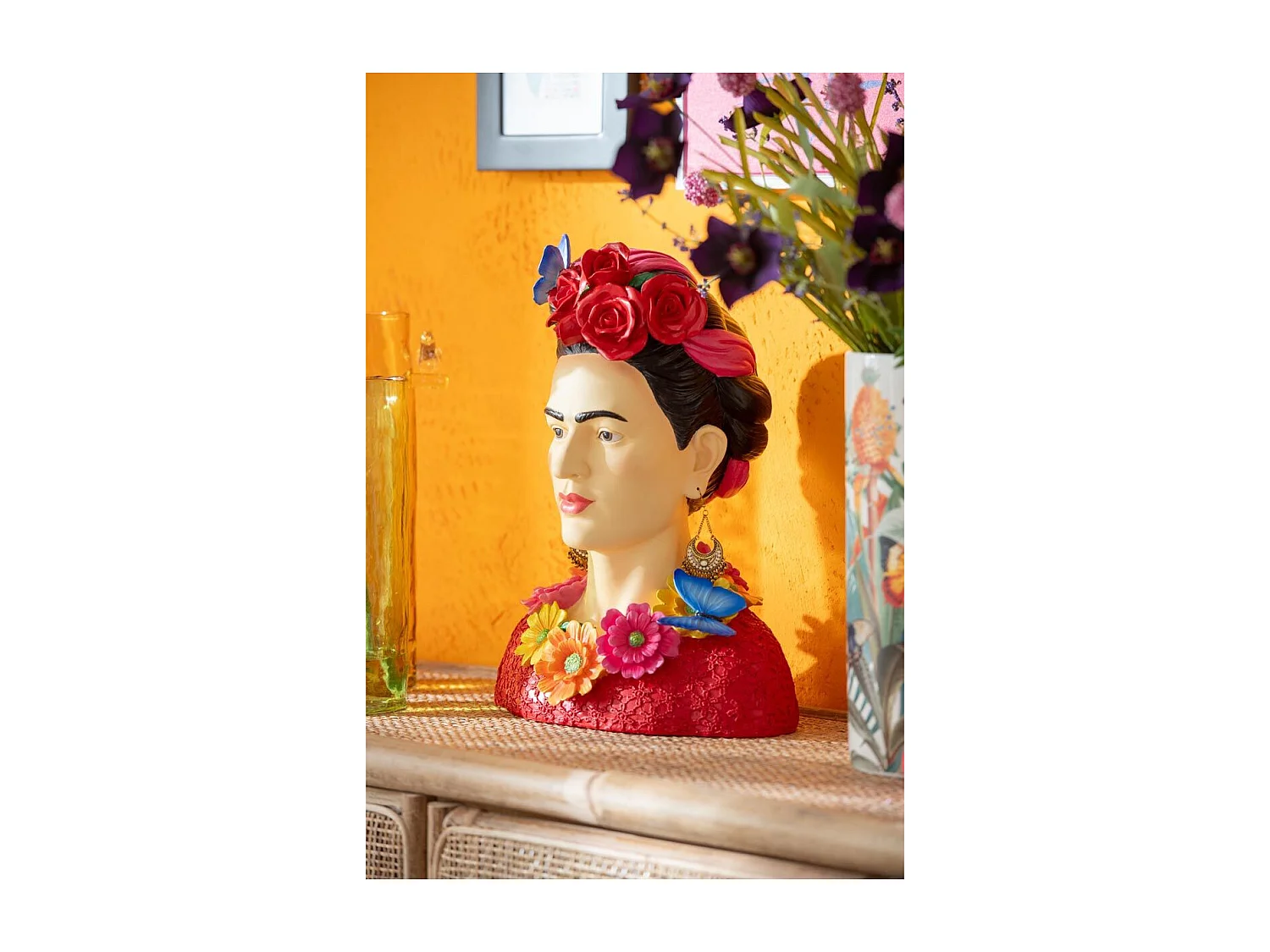 Statuette Déco Buste "Frida Khalo" 40cm Multicolore