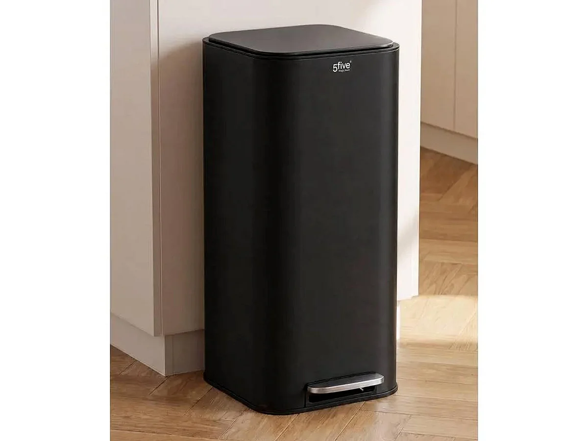 Poubelle de Cuisine à Pédale en Métal "Delta" 30L Noir