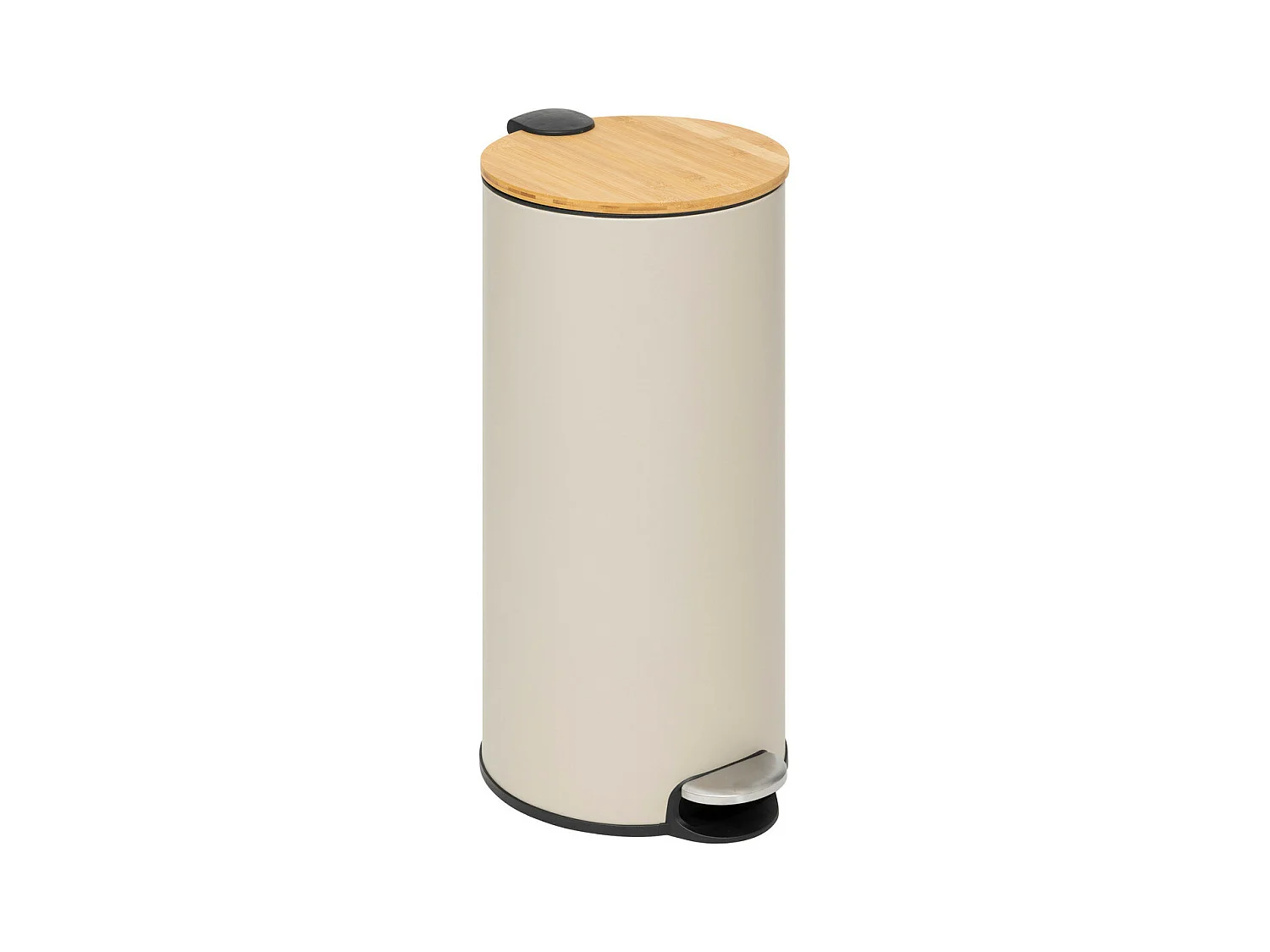 Poubelle en Métal & Bambou "Natureo" 30L Beige Lin