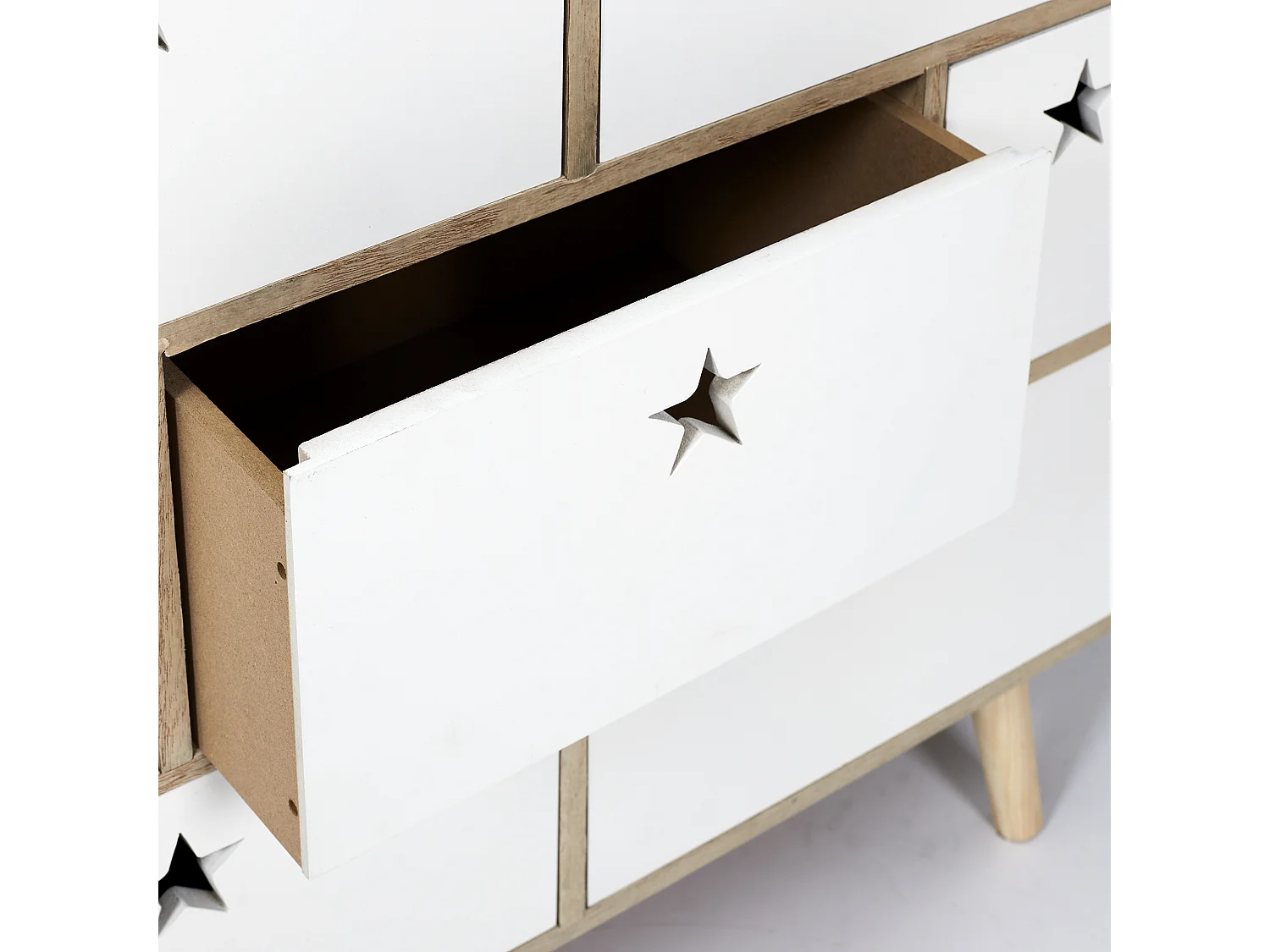 Commode 5 Tiroirs "Star" 70cm Blanc & Beige