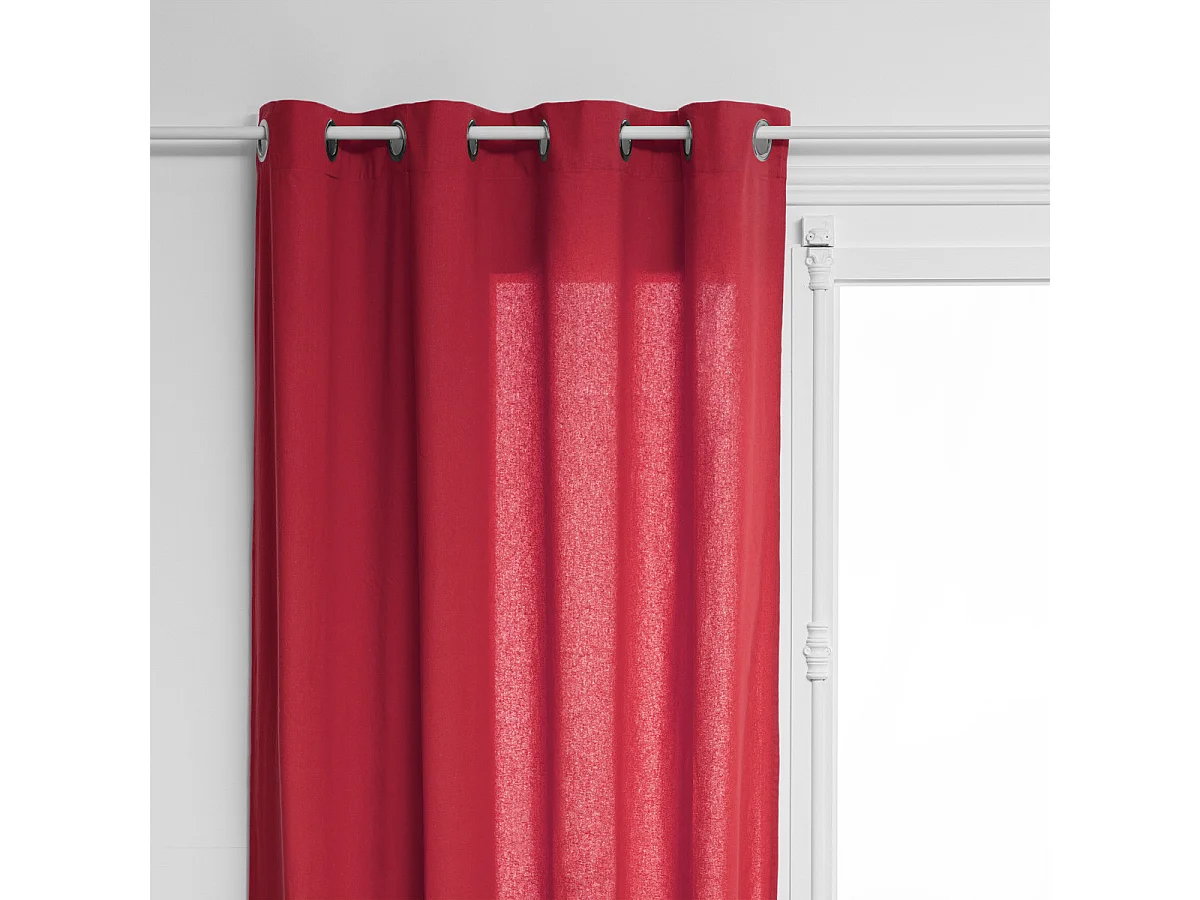 Lot de 2 Rideaux à œillet en Coton Rouge 135 x 240 cm