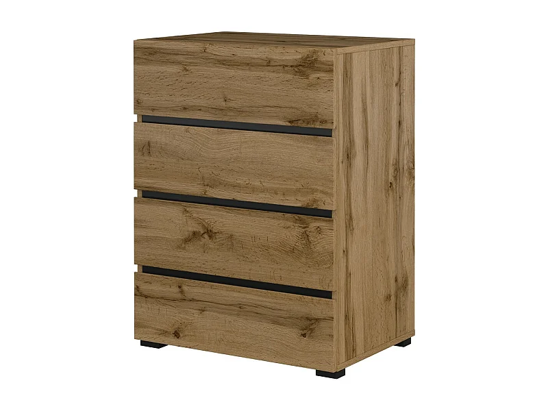 Pequeno buffet HAVANA – 4 gavetas – Carvalho e preto – Estilo natural e moderno